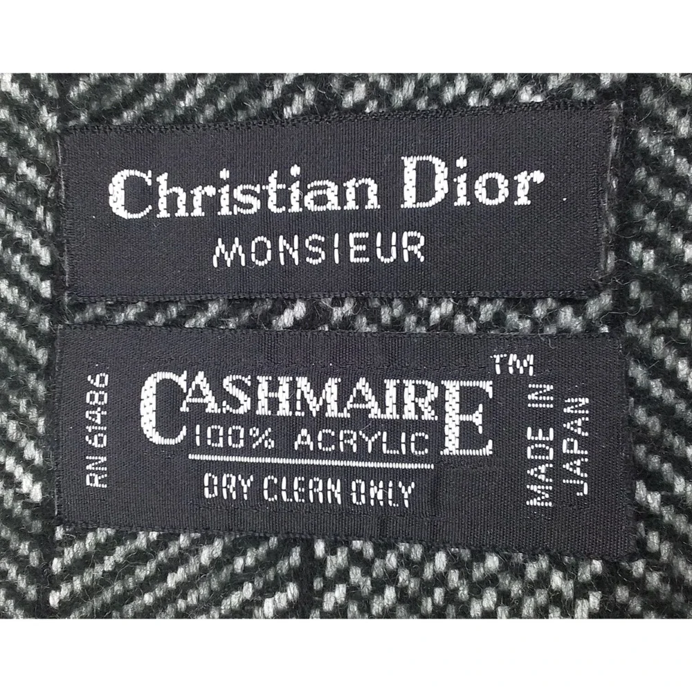 Christian Dior Monsieur Scarf Cashmaire White Black 100% Acrylic #W2900